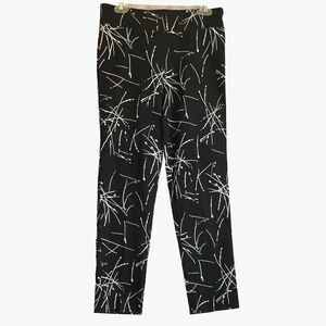 Crazy Larry Pants Women’s 10 Black White Paint Splatter Straight Leg High Rise